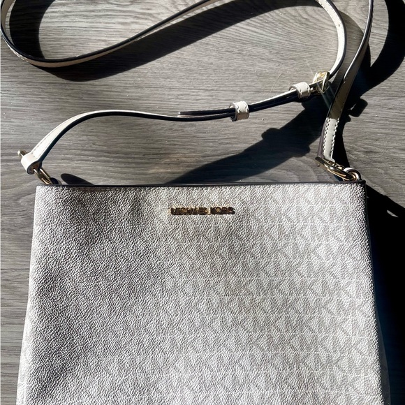 Michael Kors Handbags - Michael Kors Gold Finish and Cream Crossbody Bag